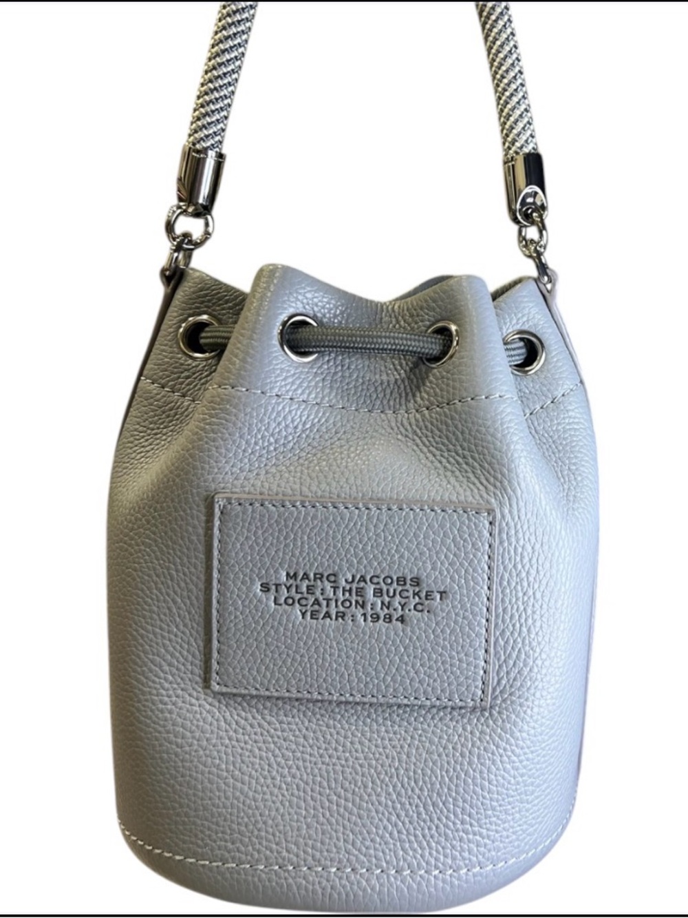 Marc Jacobs Pebbled Leather Bucket Hobo – Gray with Rope Strap Bag - Picture 2 of 6